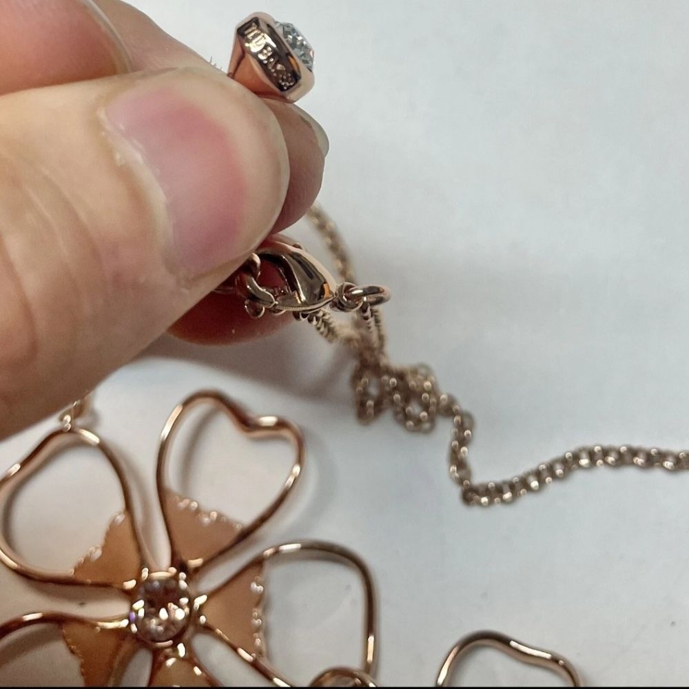 Ted Baker Statement Necklace Rose Gold Flower Crystal Signed EUC - Picture 5 of 9